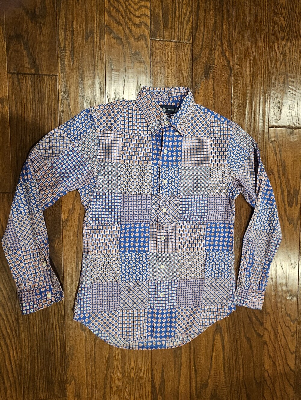 Polo Ralph Lauren Blue Paisley Patchwork Shirt - Size Small Custom Fit